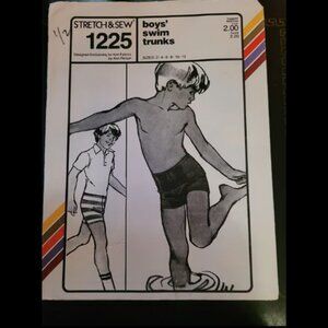 Vintage Stretch and Sew 1225 Boys Swim Trunks Sizes 2-12
